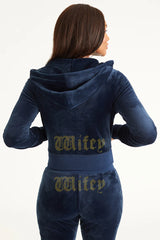 Wifey Customizable Big Bling Velour Hoodie