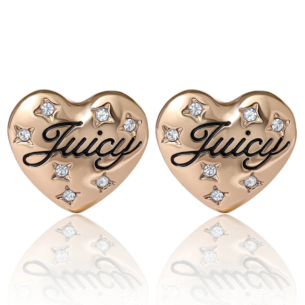 Juicy Crystal-Embellished Heart Stud Earrings