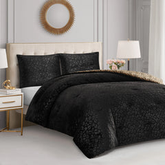 Embossed Leopard Reversible Comforter Set