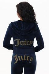 Technicolor Customizable Big Bling Velour Hoodie