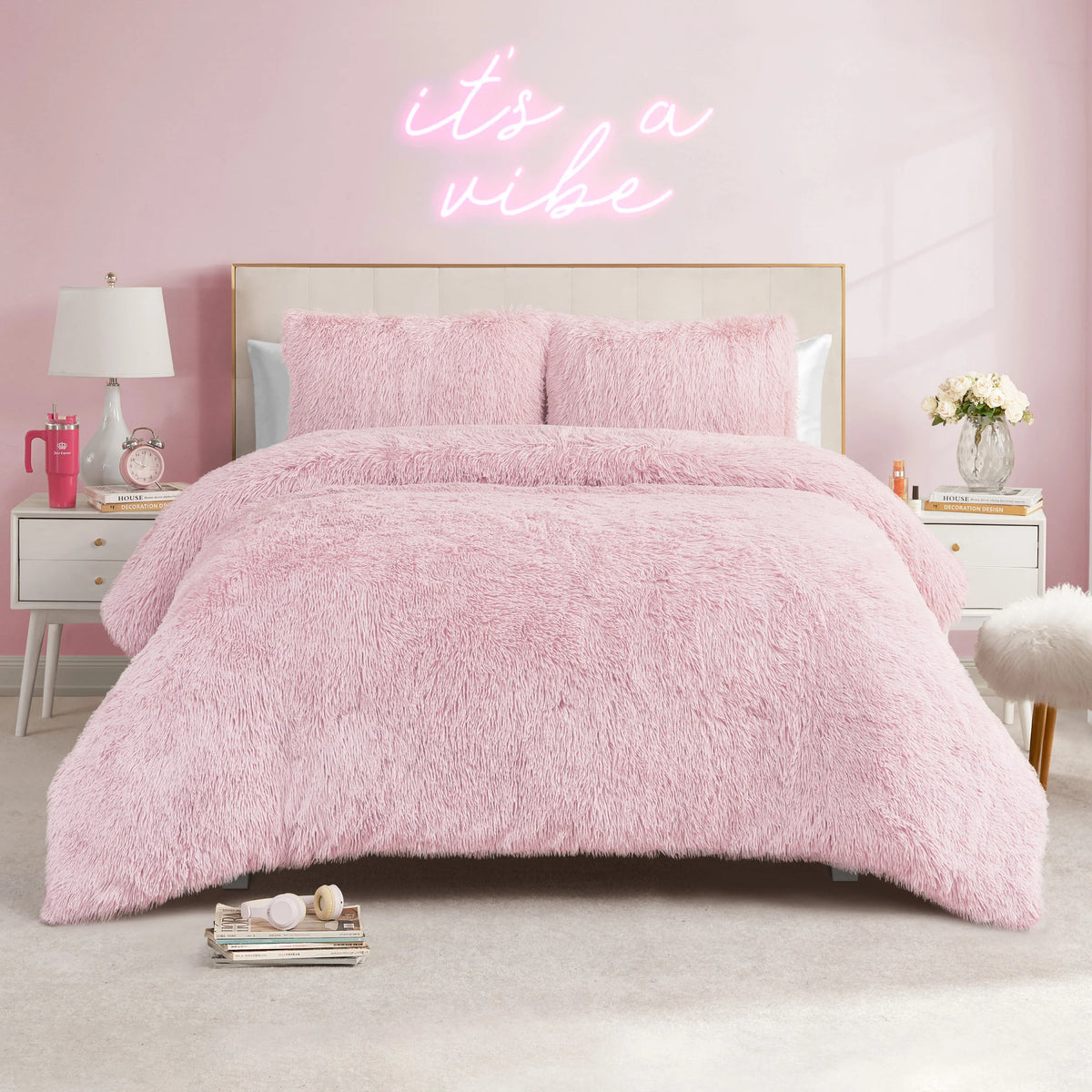 Shaggy Faux Fur Comforter Set
