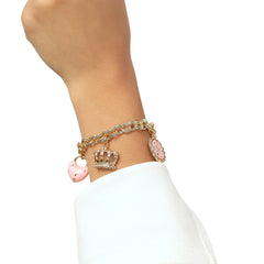 Pink Charm Bracelet with Pave Accents