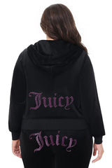 Plus-Size Technicolor Customizable Big Bling Velour Hoodie