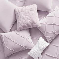 Kiss Pleat Micromink Comforter Set With Decorative Pillows
