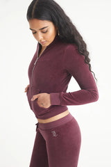 Ombre Bling Cotton Velour Mockneck Track Jacket