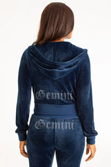 Gemini Customizable Big Bling Velour Hoodie