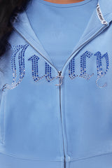 Front Ombre Big Bling Velour Hoodie