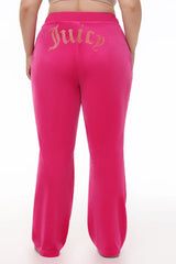 Plus-Size Technicolor Customizable Big Bling Velour Track Pants