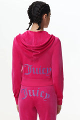 Technicolor Customizable Big Bling Velour Hoodie