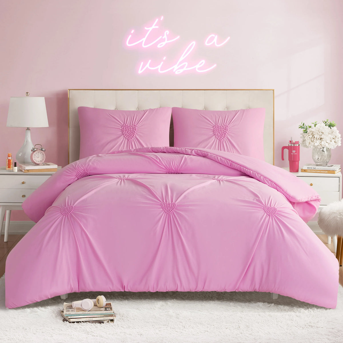 Amora Gathered Heart Comforter Set