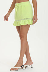 Towel Terry Mini Skirt With Lace Trim