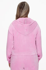 Plus-Size Velour Cropped Jacket With Side Bling