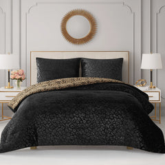 Embossed Leopard Reversible Comforter Set