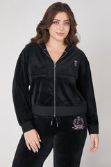 Plus-Size Relaxed Velour Zip Hoodie
