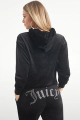 Oversized Big Bling Velour Hoodie