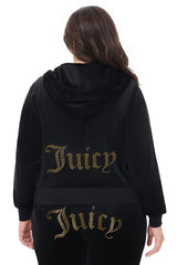 Plus-Size Technicolor Customizable Big Bling Velour Hoodie