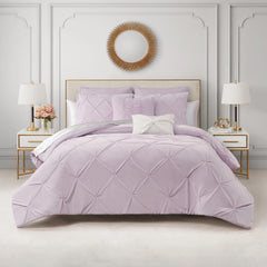 Kiss Pleat Micromink Comforter Set With Decorative Pillows
