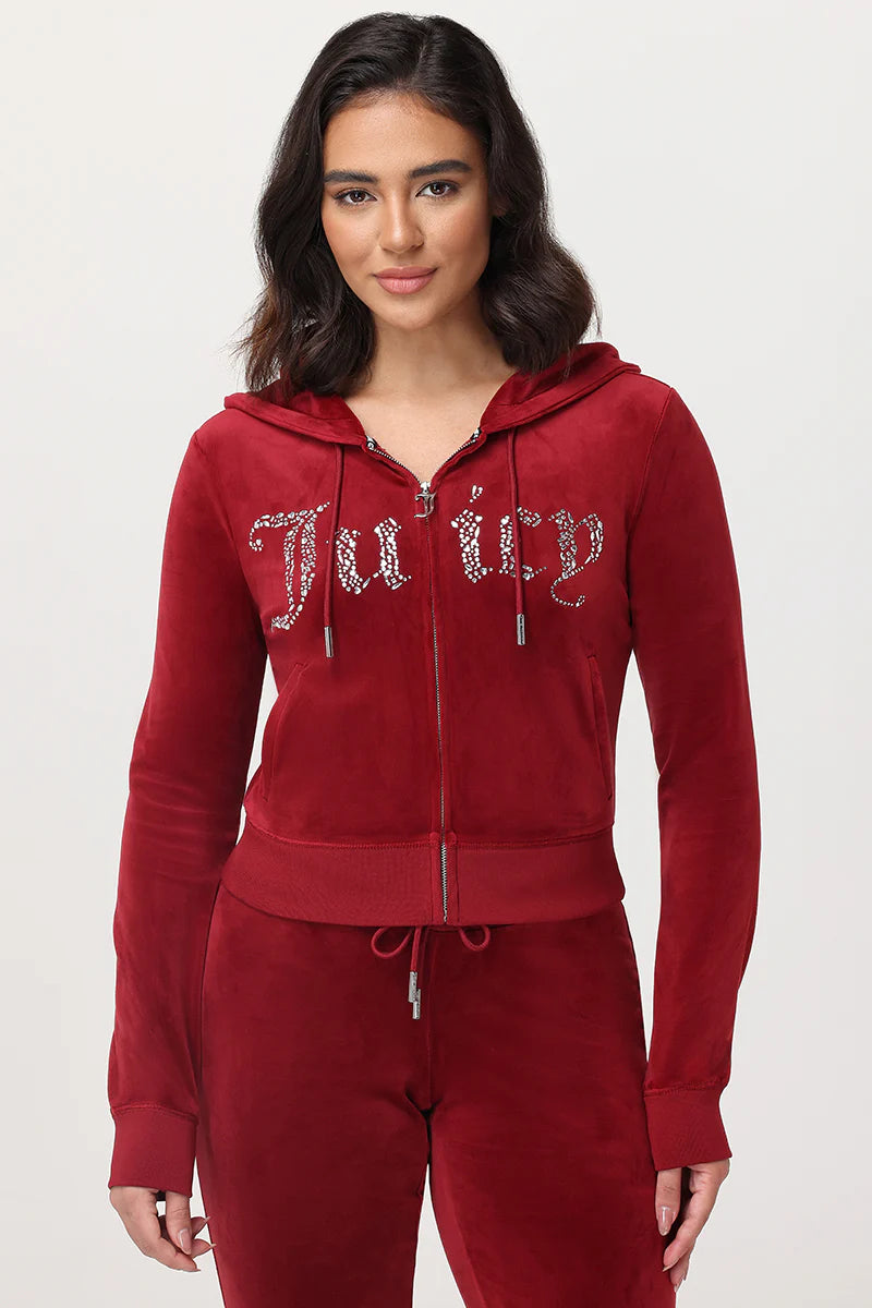 Front Mixed Crystals Velour Hoodie