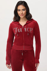 Front Mixed Crystals Velour Hoodie