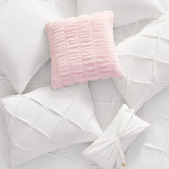 Kiss Pleat Micromink Comforter Set With Decorative Pillows