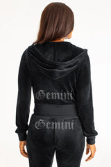Gemini Customizable Big Bling Velour Hoodie