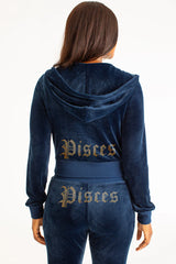 Pisces Customizable Big Bling Velour Hoodie