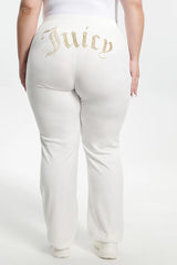 Plus-Size Technicolor Customizable Big Bling Velour Track Pants