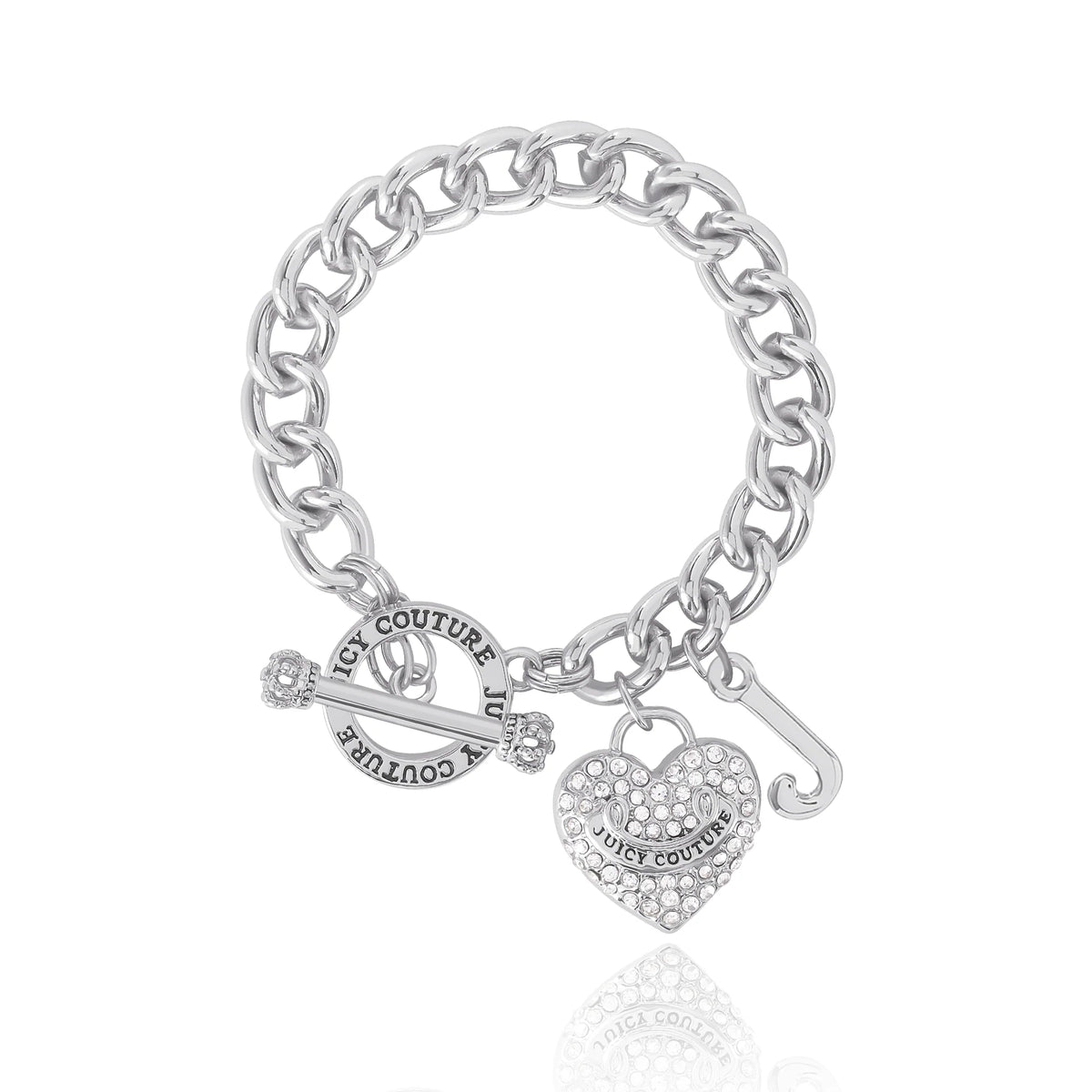 Crystal Heart Charm Toggle Bracelet