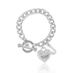 Crystal Heart Charm Toggle Bracelet