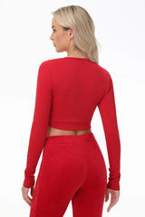 Small Bling Knit Cropped Long Sleeve Baby Tee