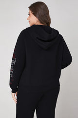 Plus-Size Roses Oversized Zip Front Hoodie