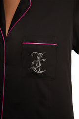 Satin Short Sleeve Notch Collar PJ Set