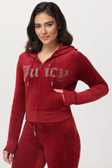 Front Mixed Crystals Velour Hoodie
