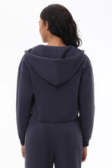 Cropped Fleece Hoodie With Side Bling