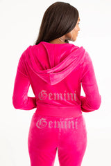Gemini Customizable Big Bling Velour Hoodie