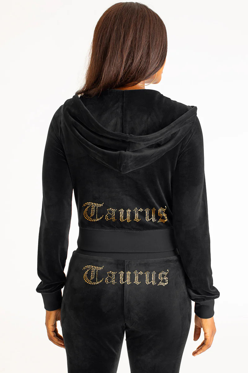 Taurus Customizable Big Bling Velour Hoodie