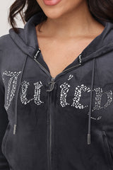 Front Mixed Crystals Velour Hoodie
