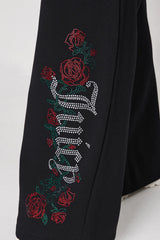 Plus-Size Roses Wide Leg Track Pants