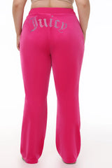 Plus-Size Technicolor Customizable Big Bling Velour Track Pants