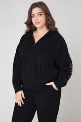 Plus-Size Roses Oversized Zip Front Hoodie