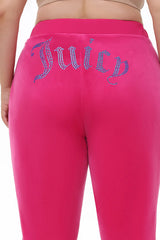Plus-Size Technicolor Customizable Big Bling Velour Track Pants