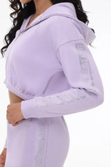 Cropped Fleece Hoodie With Side Bling