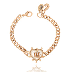 Crown Heart Charm Chain Bracelet