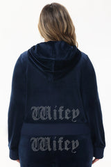Wifey Customizable Big Bling Velour Hoodie