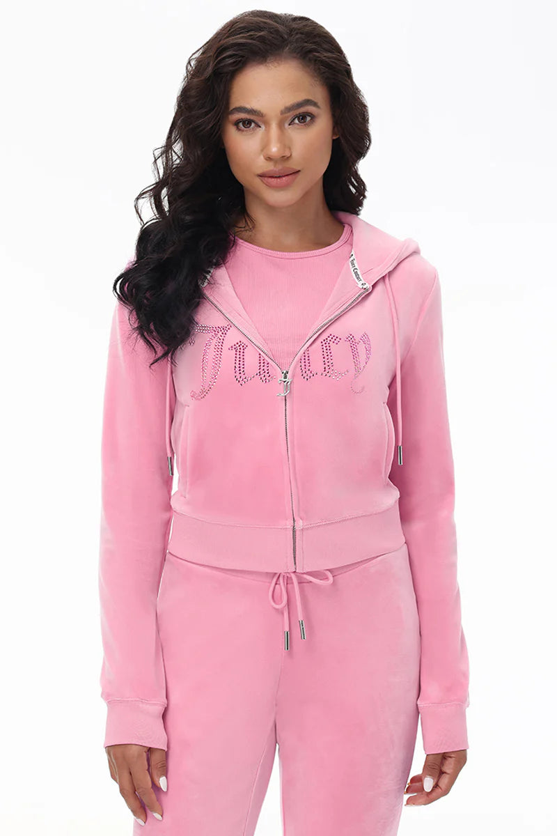 Front Ombre Big Bling Velour Hoodie