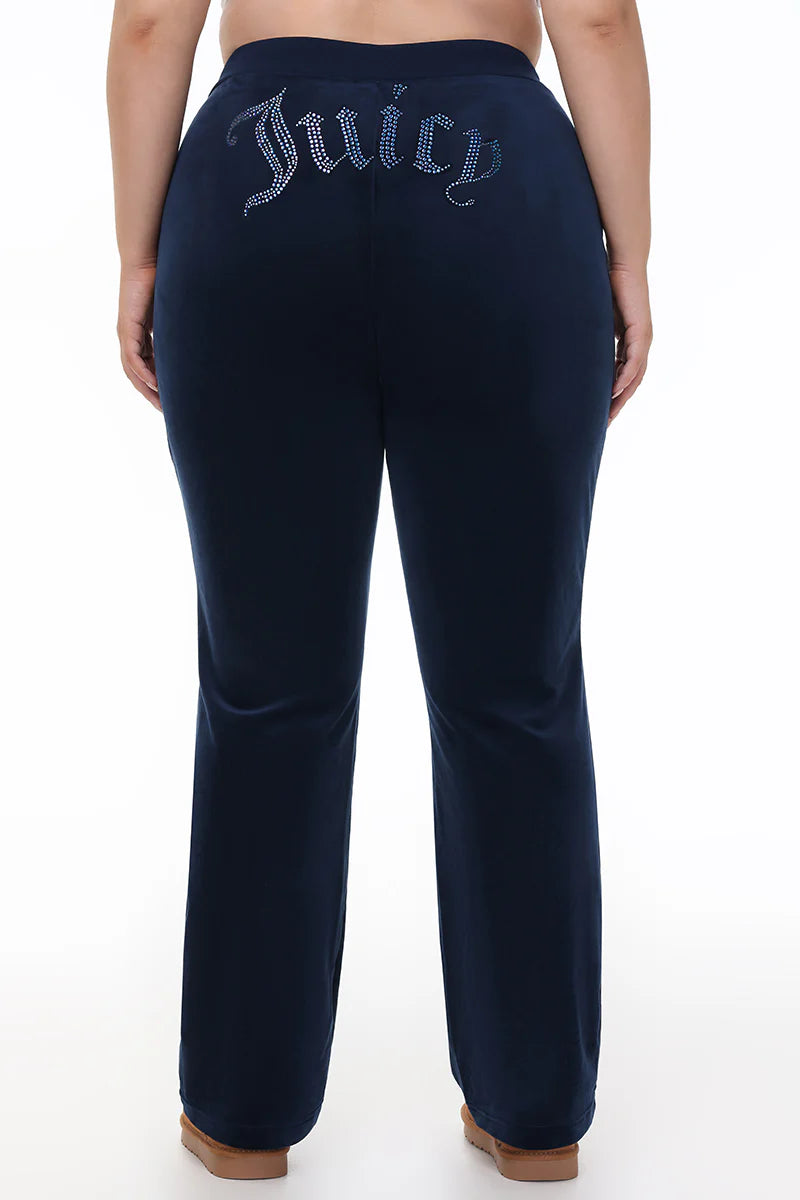 Plus-Size Technicolor Customizable Big Bling Velour Track Pants