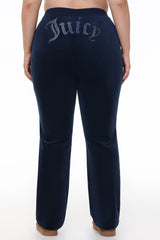 Plus-Size Technicolor Customizable Big Bling Velour Track Pants