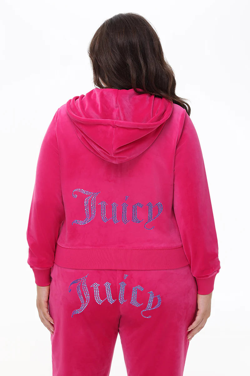 Plus-Size Technicolor Customizable Big Bling Velour Hoodie