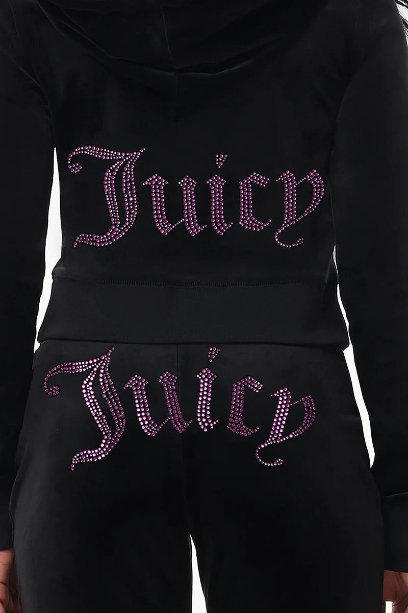 Technicolor Customizable Big Bling Velour Hoodie