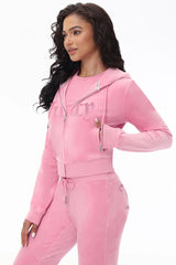 Front Ombre Big Bling Velour Hoodie